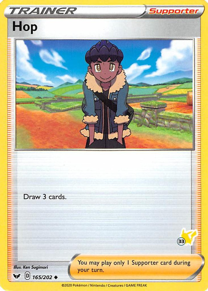 Hop (165/202) (Pikachu Stamp #33) [Battle Academy 2022] Pokémon