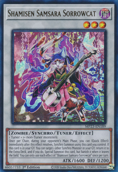 Shamisen Samsara Sorrowcat [MP23-EN189] Ultra Rare Yu-Gi-Oh!