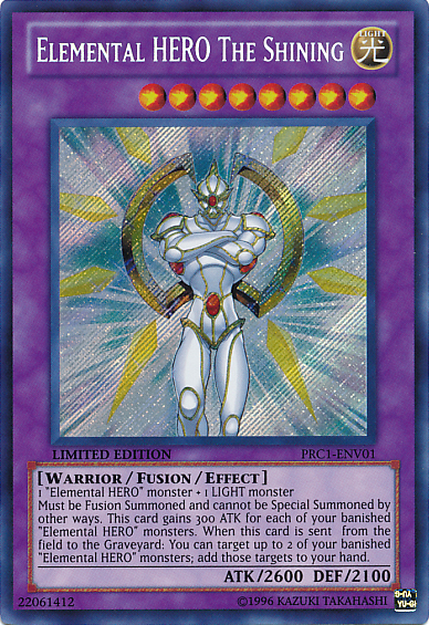 Elemental Hero The Shining [PRC1-ENV01] Secret Rare Yu-Gi-Oh!