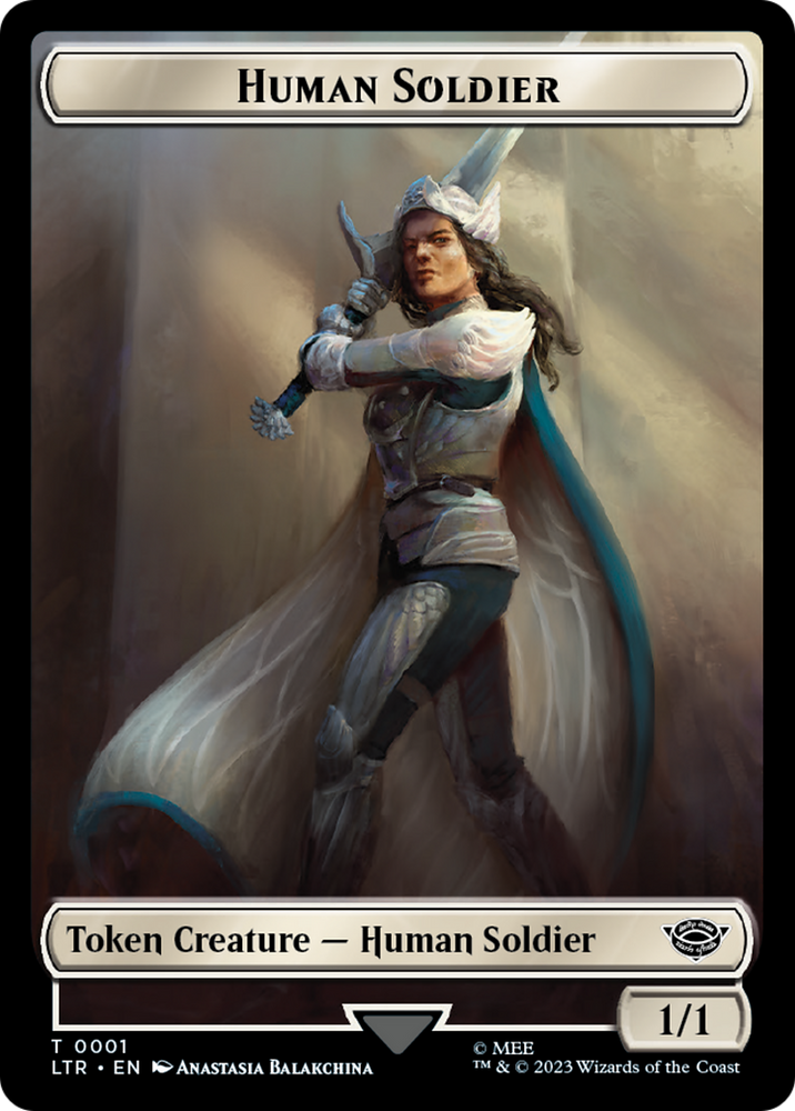 Human (04) // Human Soldier (01) Double-Sided Token [The Lord of the Rings: Tales of Middle-Earth Commander Tokens] Magic: The Gathering