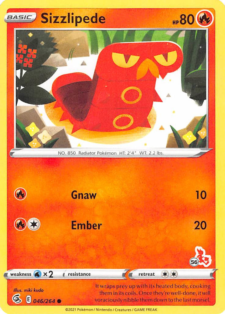 Sizzlipede (046/264) (Cinderace Stamp #56) [Battle Academy 2022] Pokémon