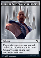 Wolf // Teferi, Who Slows the Sunset Emblem Double-Sided Token [Innistrad: Midnight Hunt Tokens] Magic: The Gathering