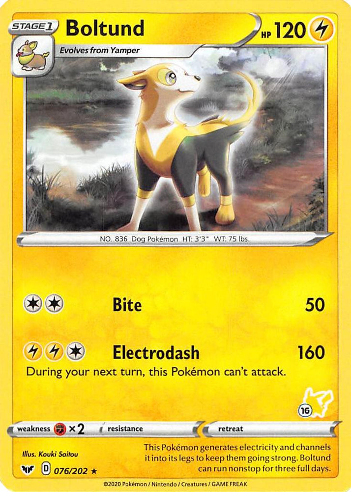 Boltund (076/202) (Pikachu Stamp #16) [Battle Academy 2022] Pokémon
