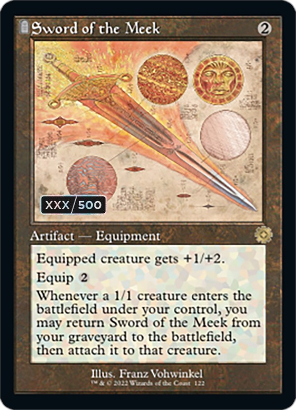Sword of the Meek (Retro Schematic) (Serial Numbered) [The Brothers' War Retro Artifacts] Magic: The Gathering