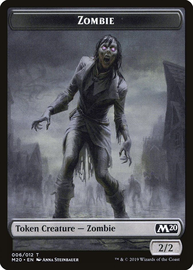 Dragon (001) // Zombie Double-Sided Token [Game Night 2019 Tokens] Magic: The Gathering