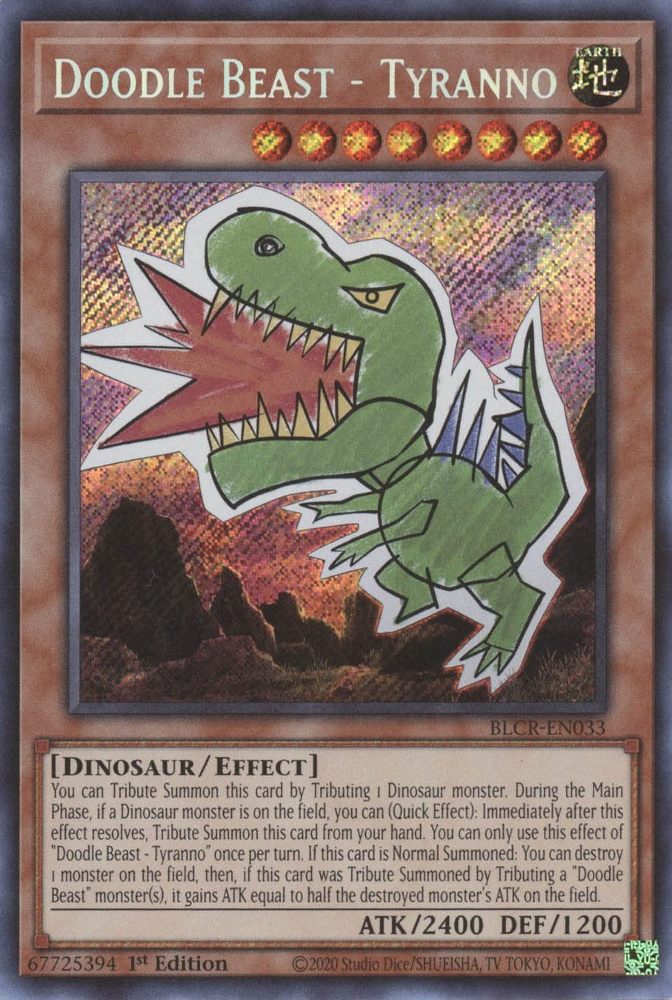 Doodle Beast - Tyranno [BLCR-EN033] Secret Rare Yu-Gi-Oh!
