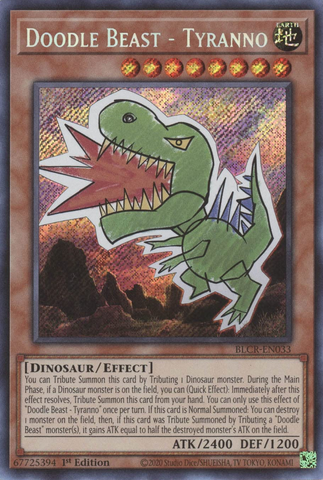 Doodle Beast - Tyranno [BLCR-EN033] Secret Rare Yu-Gi-Oh!