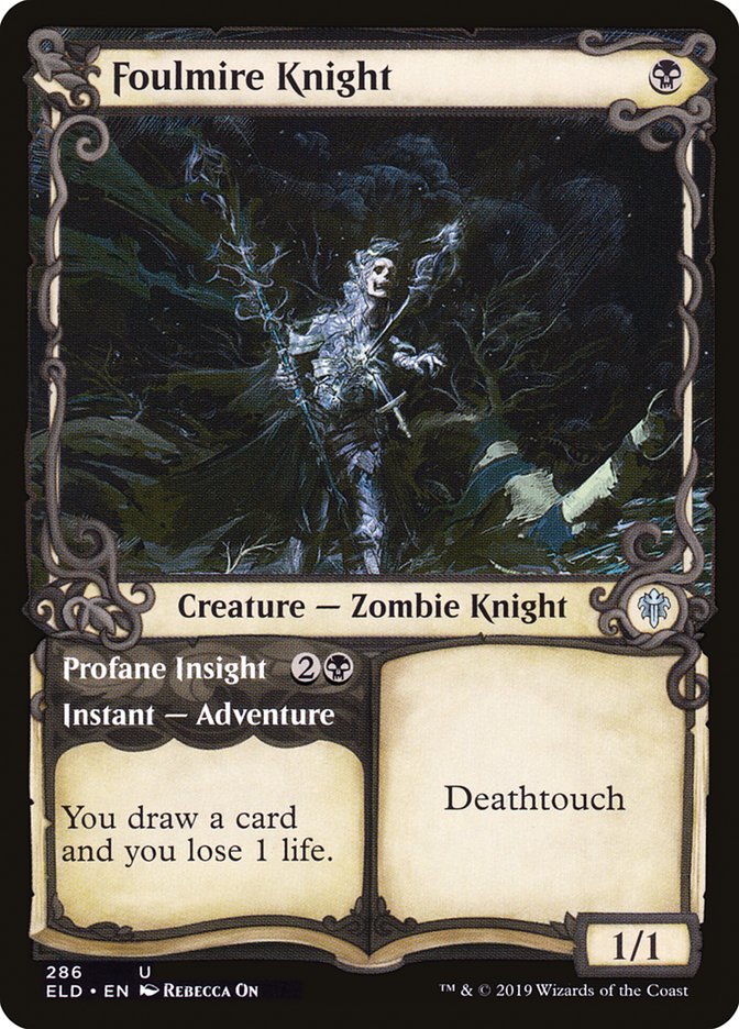 Foulmire Knight // Profane Insight (Showcase) [Throne of Eldraine] Magic: The Gathering