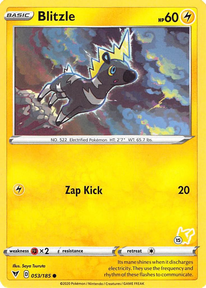 Blitzle (053/185) (Pikachu Stamp #15) [Battle Academy 2022] Pokémon
