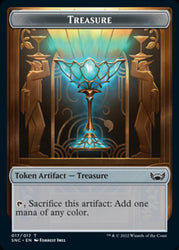 Treasure (017) // Rhino Warrior Double-Sided Token [Streets of New Capenna Tokens] Magic: The Gathering