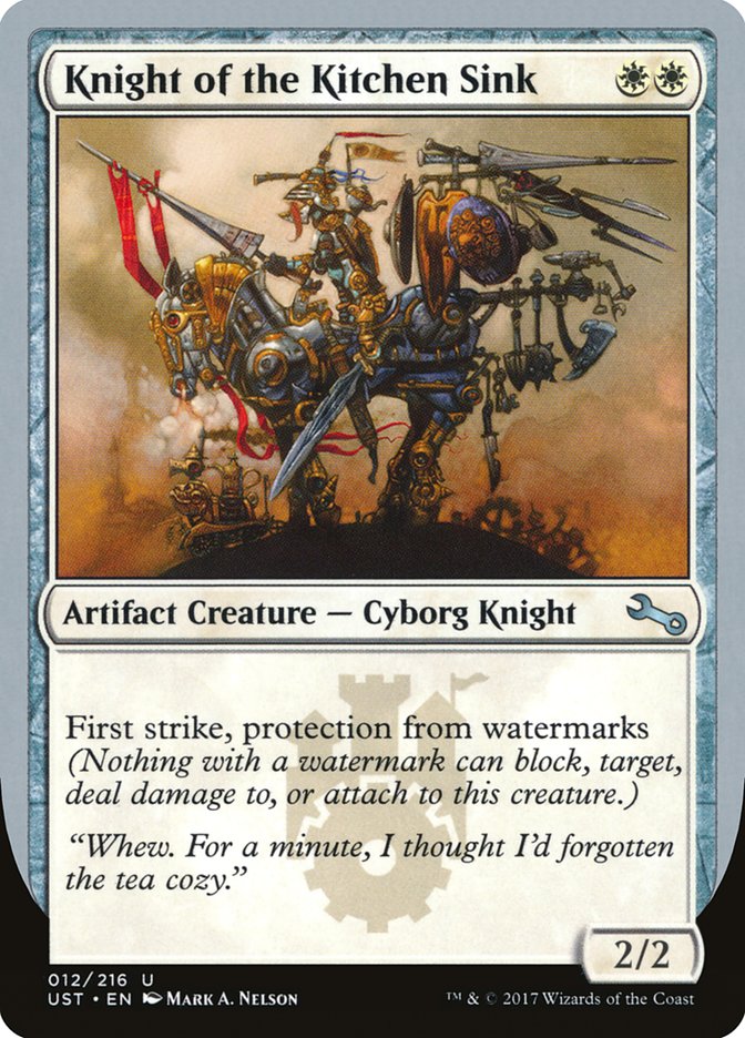 Knight of the Kitchen Sink ("protection from watermarks") [Unstable] Magic: The Gathering