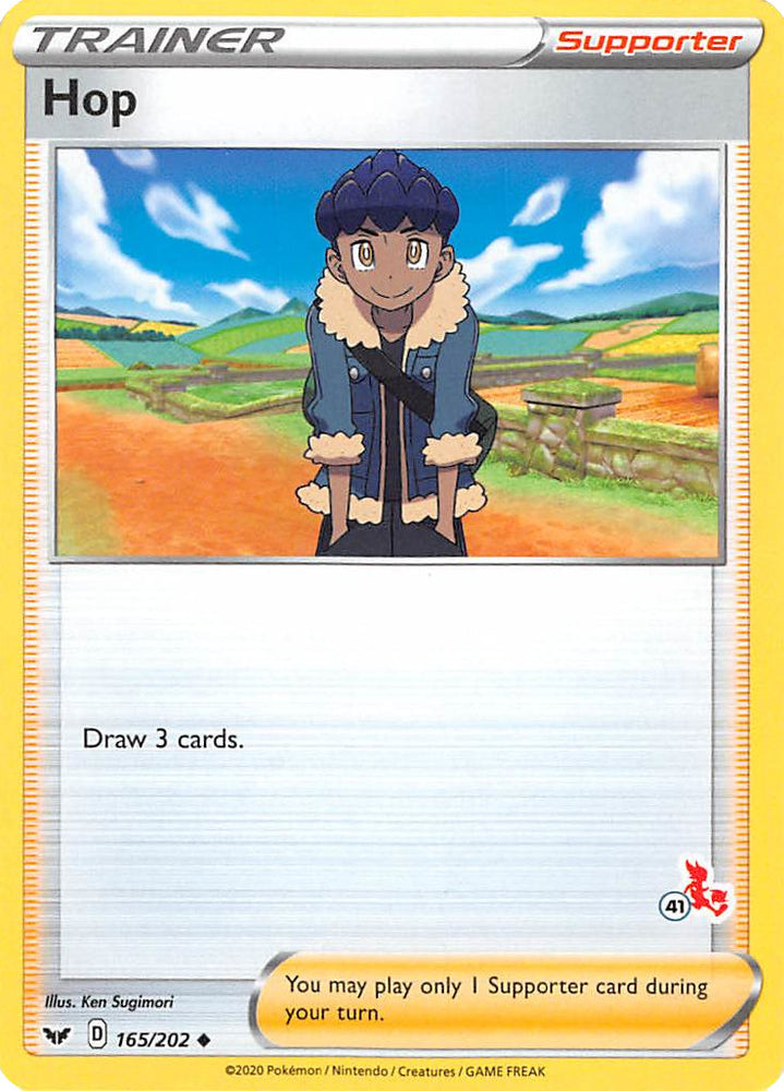 Hop (165/202) (Cinderace Stamp #41) [Battle Academy 2022] Pokémon