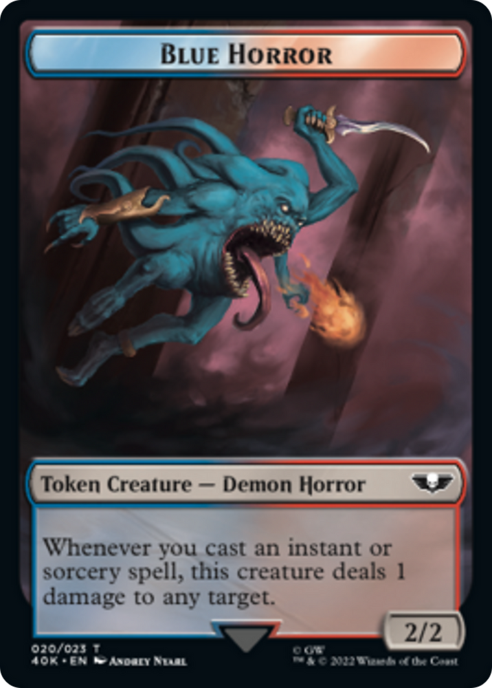 Spawn // Blue Horror Double-sided (Surge Foil) [Warhammer 40,000 Tokens] Magic: The Gathering