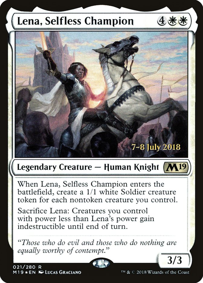 Lena, Selfless Champion [Core Set 2019 Prerelease Promos] Magic: The Gathering