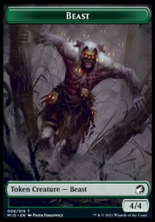 Beast (008) // Spider Double-Sided Token [Innistrad: Midnight Hunt Tokens] Magic: The Gathering
