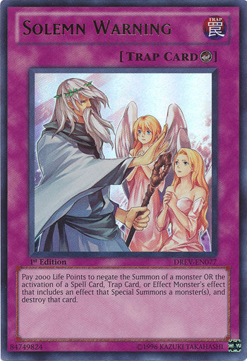 Solemn Warning [DREV-EN077] Ultra Rare Yu-Gi-Oh!