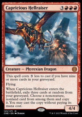 Capricious Hellraiser (Promo Pack) [Phyrexia: All Will Be One Promos] Magic: The Gathering