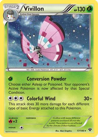 Vivillon (17/146) (Meadow Form/Pink Wings) (Cosmos Holo) [XY: Base Set] Pokémon