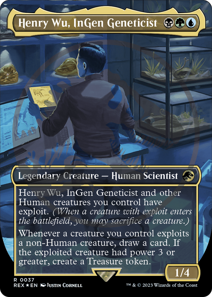 Henry Wu, InGen Geneticist Emblem (Borderless) [Jurassic World Collection Tokens] Magic: The Gathering