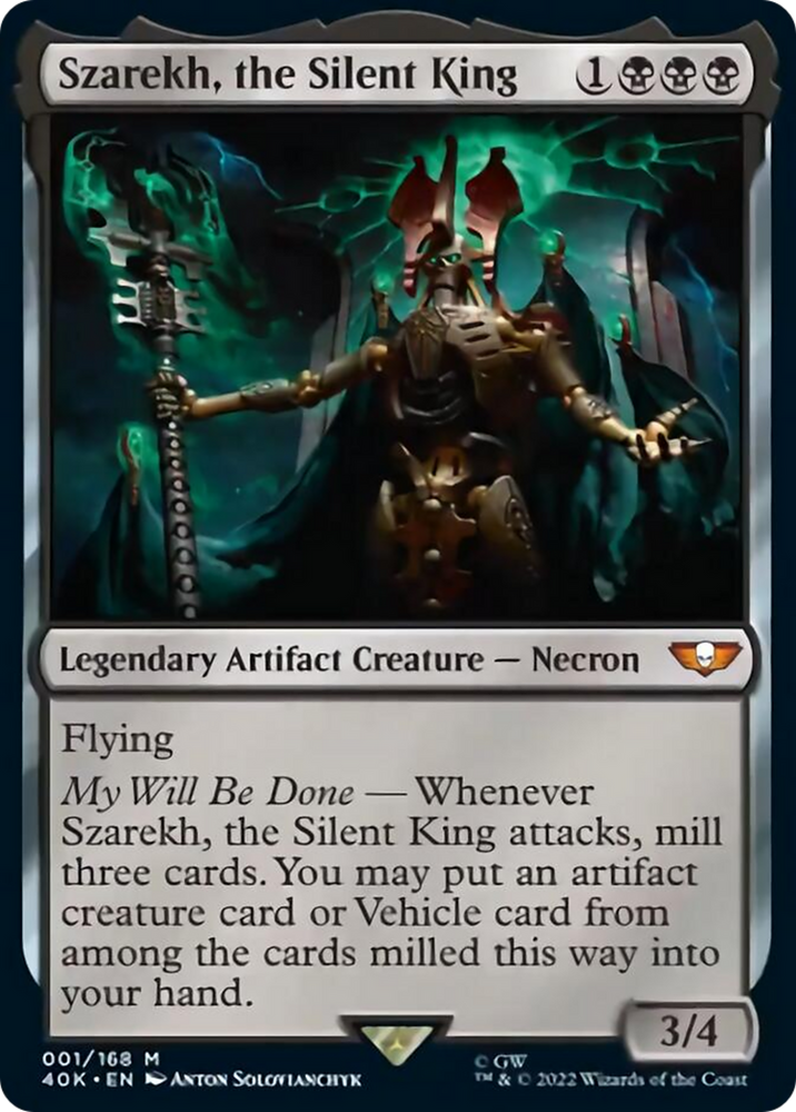 Szarekh, the Silent King (Display Commander) (Etched Foil) [Warhammer 40,000] Magic: The Gathering