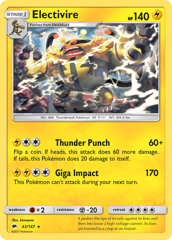 Electivire (43/147) [Sun & Moon: Burning Shadows] Pokémon