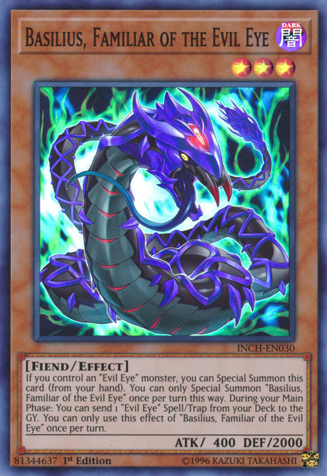 Basilius, Familiar of the Evil Eye [INCH-EN030] Super Rare Yu-Gi-Oh!