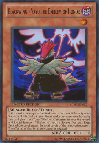 Blackwing - Vayu the Emblem of Honor [CT07-EN012] Super Rare Yu-Gi-Oh!