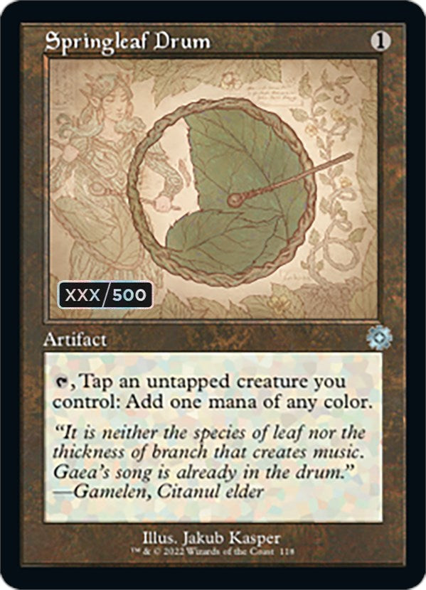 Springleaf Drum (Retro Schematic) (Serial Numbered) [The Brothers' War Retro Artifacts] Magic: The Gathering