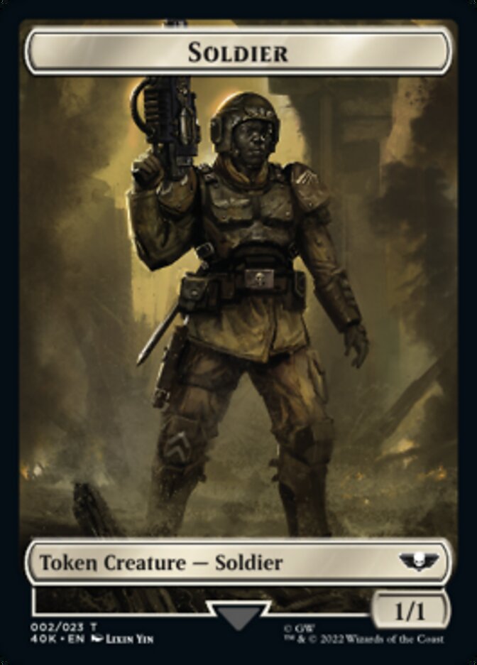 Soldier (002) // Zephyrim Double-Sided Token (Surge Foil) [Warhammer 40,000 Tokens] Magic: The Gathering