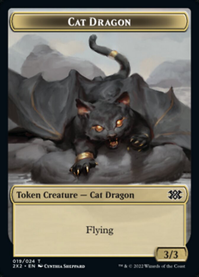 Cat Dragon // Knight Double-Sided Token [Double Masters 2022 Tokens] Magic: The Gathering