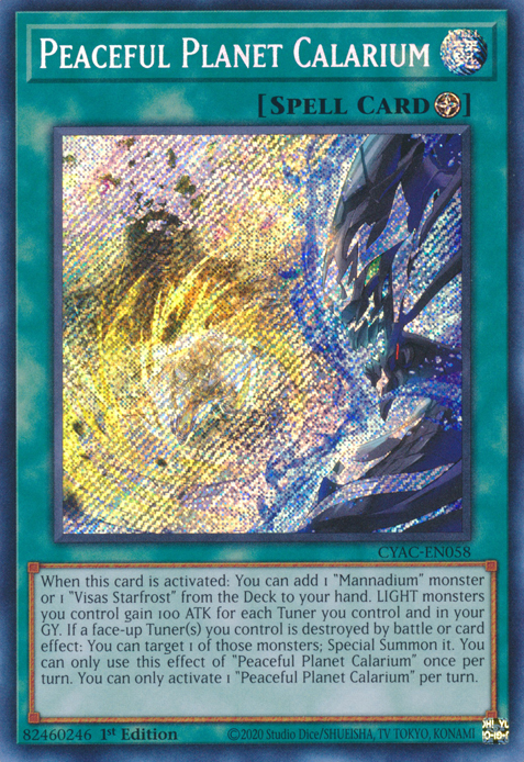 Peaceful Planet Calarium [CYAC-EN058] Secret Rare Yu-Gi-Oh!