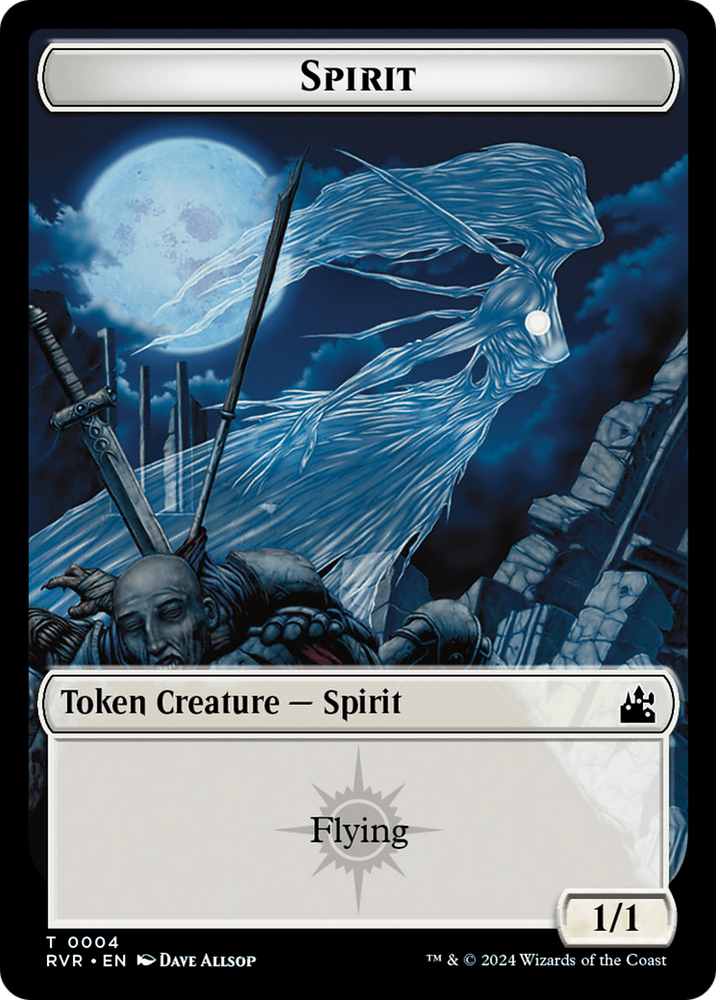 Elf Knight // Spirit (0004) Double-Sided Token [Ravnica Remastered Tokens] Magic: The Gathering