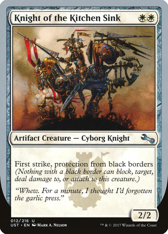 Knight of the Kitchen Sink ("protection from black border") [Unstable] Magic: The Gathering