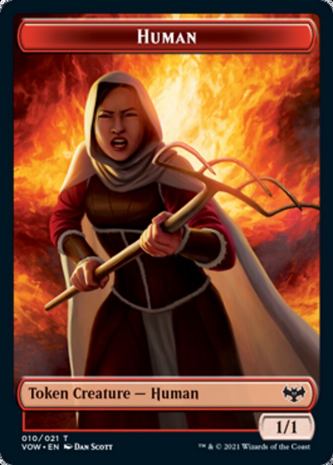 Wolf (011) // Human (010) Double-Sided Token [Innistrad: Crimson Vow Tokens] Magic: The Gathering