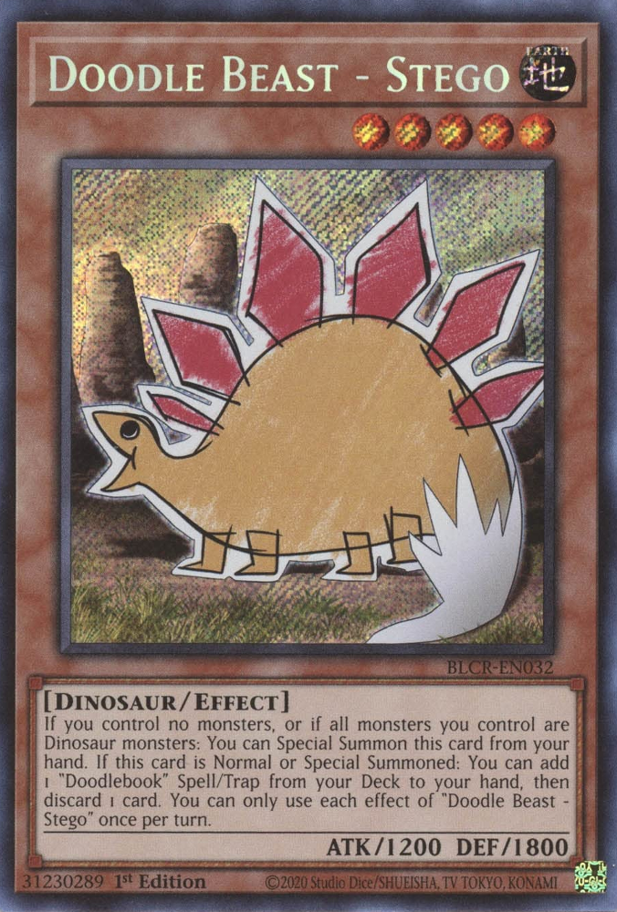 Doodle Beast - Stego [BLCR-EN032] Secret Rare Yu-Gi-Oh!