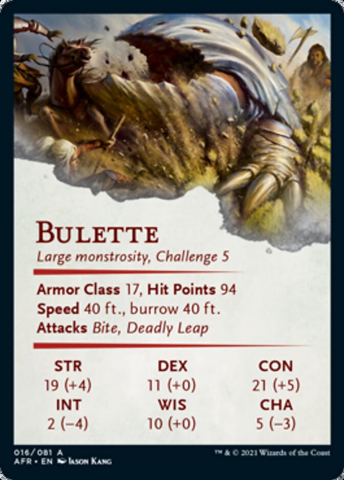 Bulette Art Card (Gold-Stamped Signature) [Dungeons & Dragons: Adventures in the Forgotten Realms Art Series] Magic: The Gathering