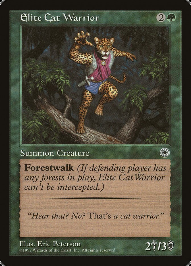 Elite Cat Warrior (With Flavor Text) [Portal] Magic: The Gathering