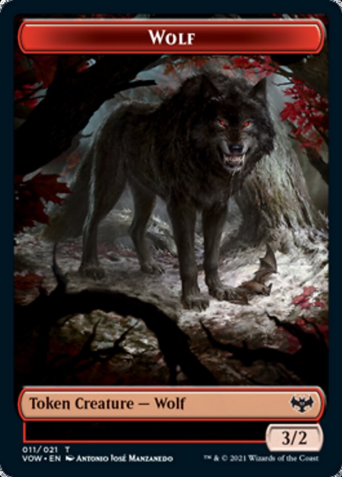 Wolf (011) // Spirit (002) Double-Sided Token [Innistrad: Crimson Vow Tokens] Magic: The Gathering