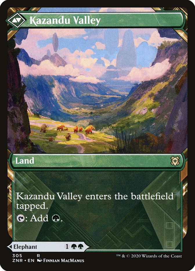 Kazandu Mammoth // Kazandu Valley (Showcase) [Zendikar Rising] Magic: The Gathering