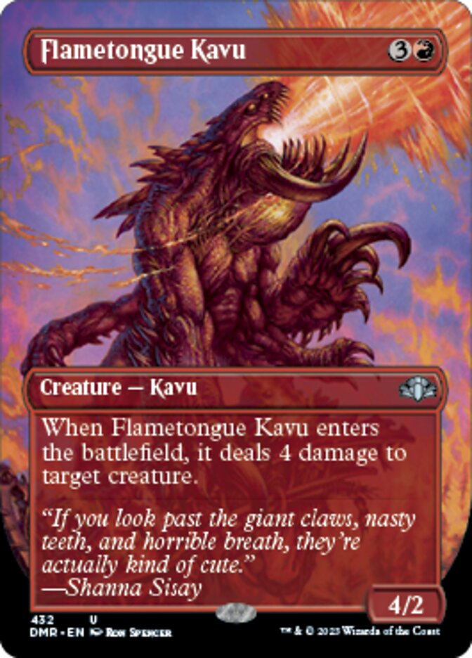 Flametongue Kavu (Borderless Alternate Art) [Dominaria Remastered] Magic: The Gathering