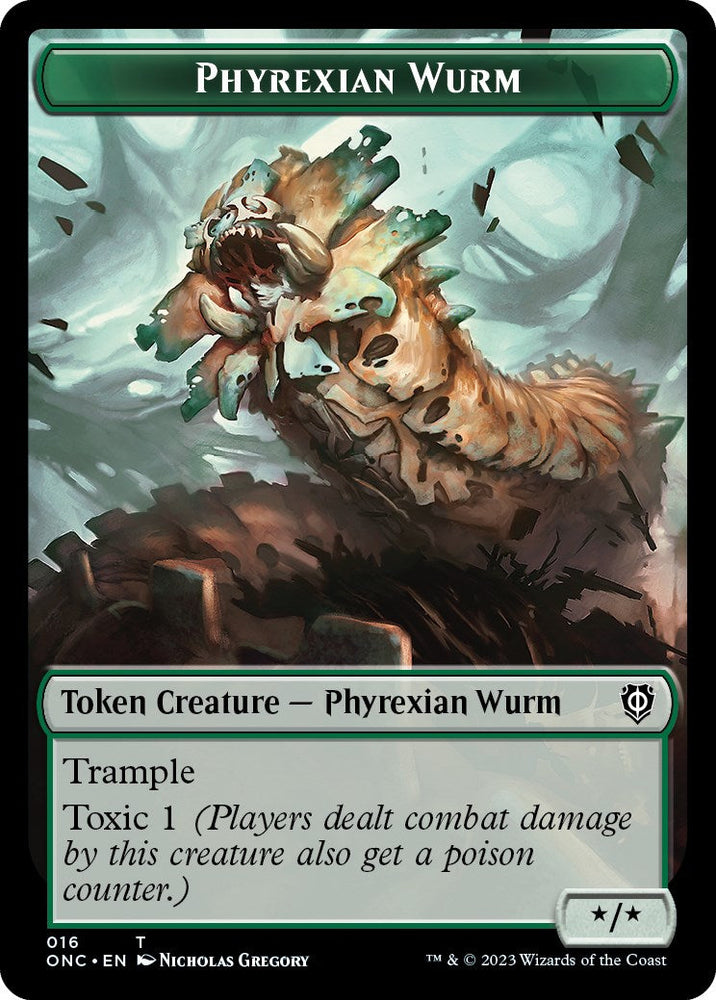 Phyrexian Wurm // Phyrexian Insect Double-Sided Token [Phyrexia: All Will Be One Commander Tokens] Magic: The Gathering