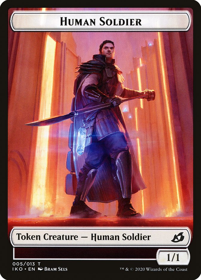 Dinosaur Beast // Human Soldier (005) Double-Sided Token [Ikoria: Lair of Behemoths Tokens] Magic: The Gathering