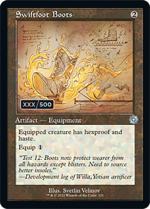 Swiftfoot Boots (Retro Schematic) (Serial Numbered) [The Brothers' War Retro Artifacts] Magic: The Gathering