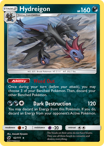 Hydreigon (62/111) [Sun & Moon: Crimson Invasion] Pokémon