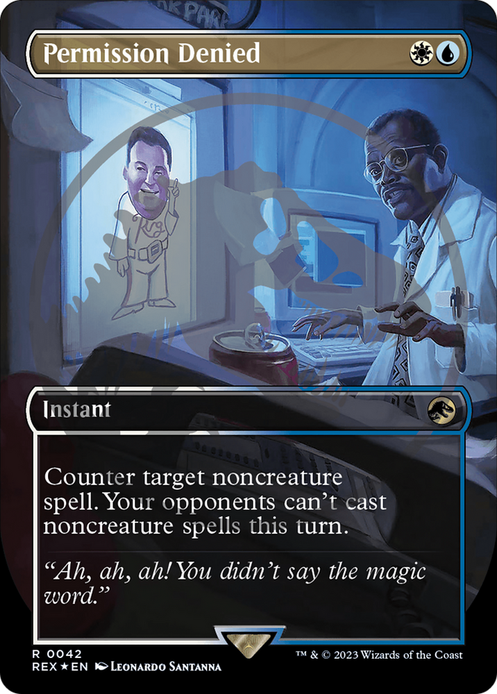 Permission Denied Emblem (Borderless) [Jurassic World Collection Tokens] Magic: The Gathering