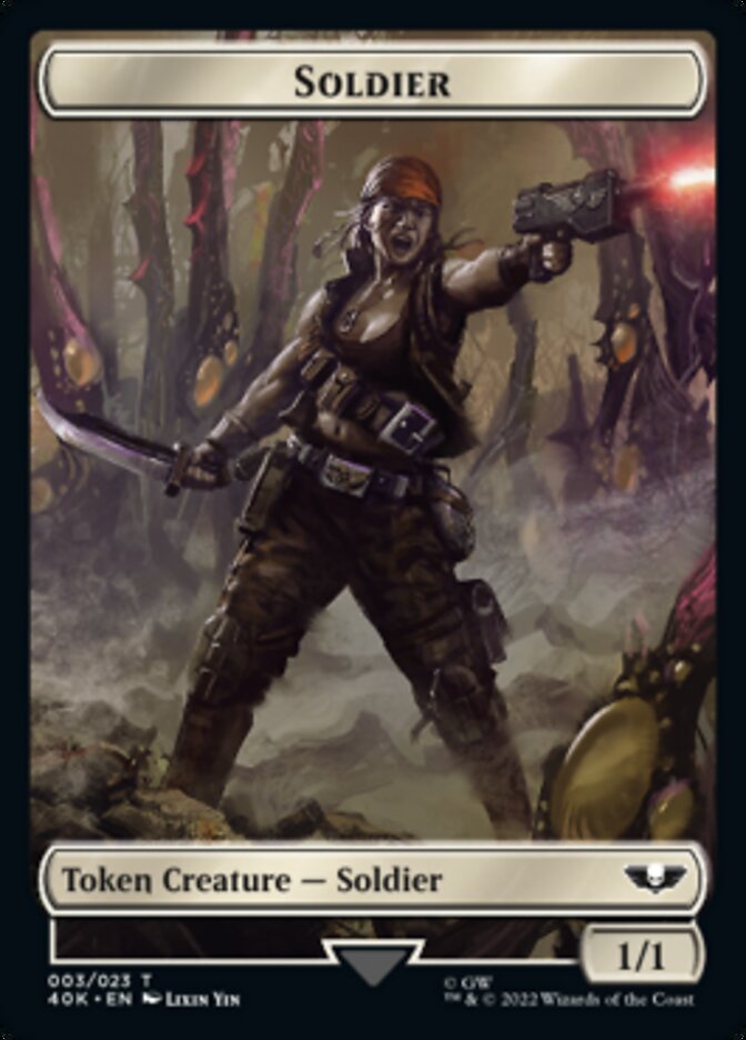 Soldier (003) // Sicarian Infiltrator Double-Sided Token (Surge Foil) [Warhammer 40,000 Tokens] Magic: The Gathering