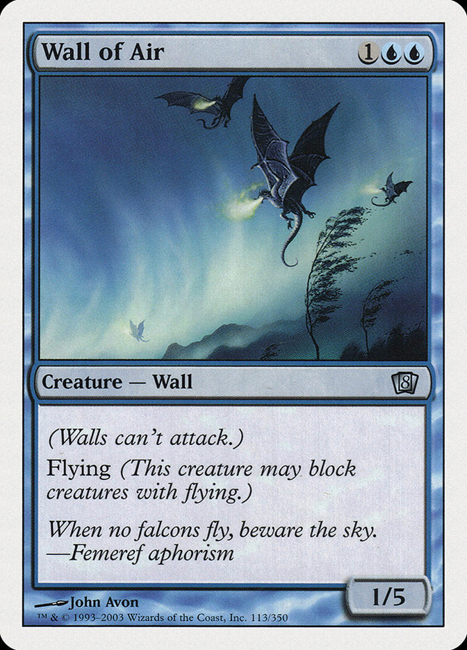 Wall of Air [Eighth Edition] Magic: The Gathering