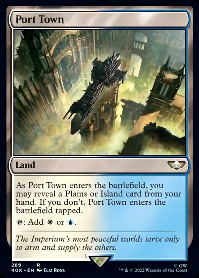Port Town (Surge Foil) [Warhammer 40,000] Magic: The Gathering