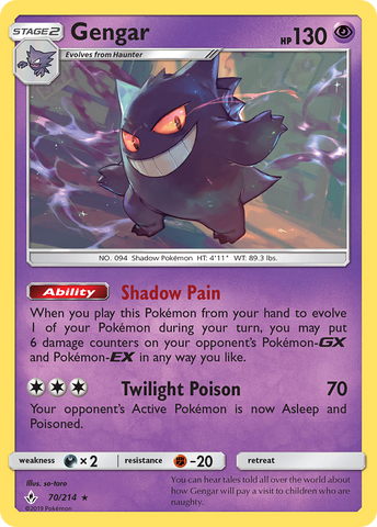 Gengar (70/214) [Sun & Moon: Unbroken Bonds] Pokémon