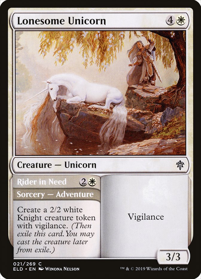 Lonesome Unicorn // Rider in Need [Throne of Eldraine] Magic: The Gathering